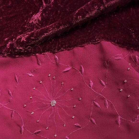 Holt Renfrew Berry Pink Embroidered Viscose Velvet Sleeveless Top Beaded Medium - Picture 13 of 13